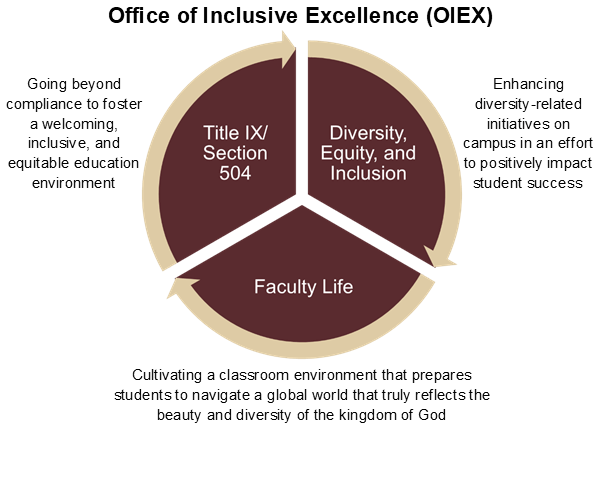 Infographic from the OIEX SPU Website that introduces the work the Office of Inclusive Excellence does. The infographic resembles similar goals held by ETM